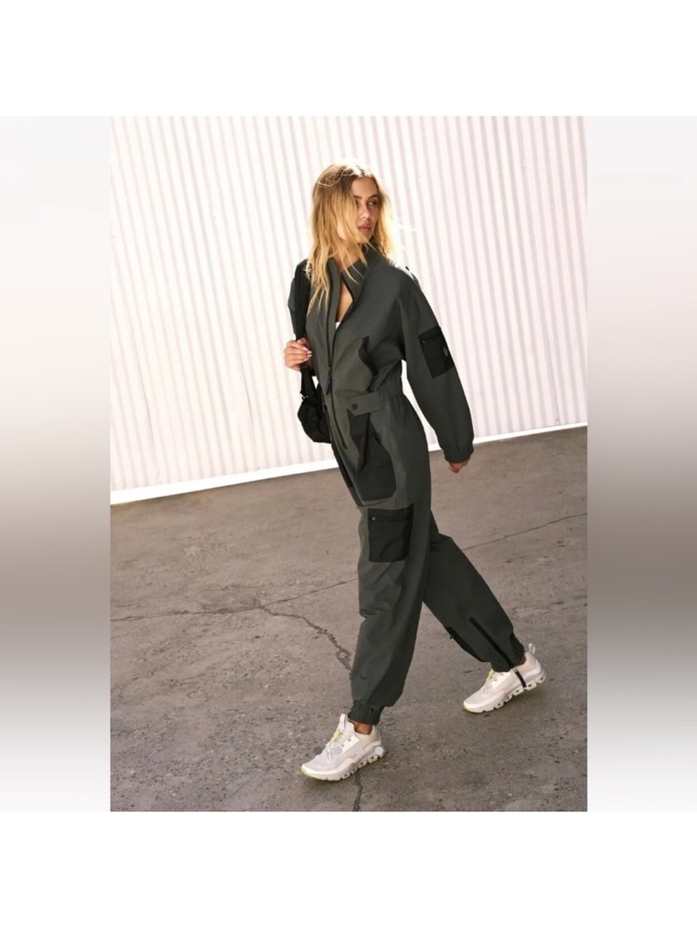 Free People Olive Utility Cargo Jumpsuit